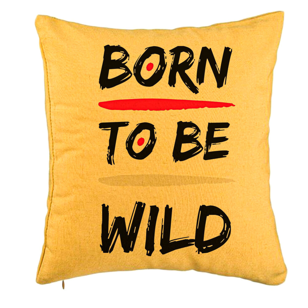 Perna Decorativa, Model Born to Be Wild, 40x40 cm, Galben, Husa Detasabila, Burduf 5 Perna Decorativa