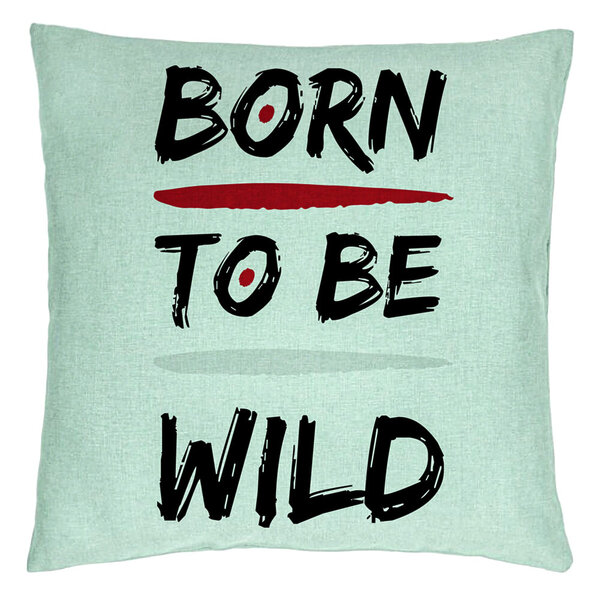 Perna Decorativa, Model Born to Be Wild, 40x40 cm, Verde Menta, Husa Detasabila, Burduf 15 Perna Decorativa