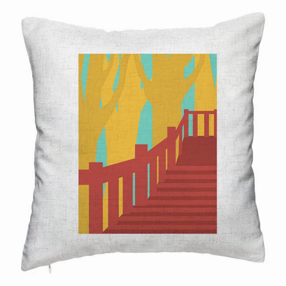 Perna Decorativa, Model Bridge Art, 40x40 cm, Alb Murdar, Husa Detasabila, Burduf 5 Perna Decorativa