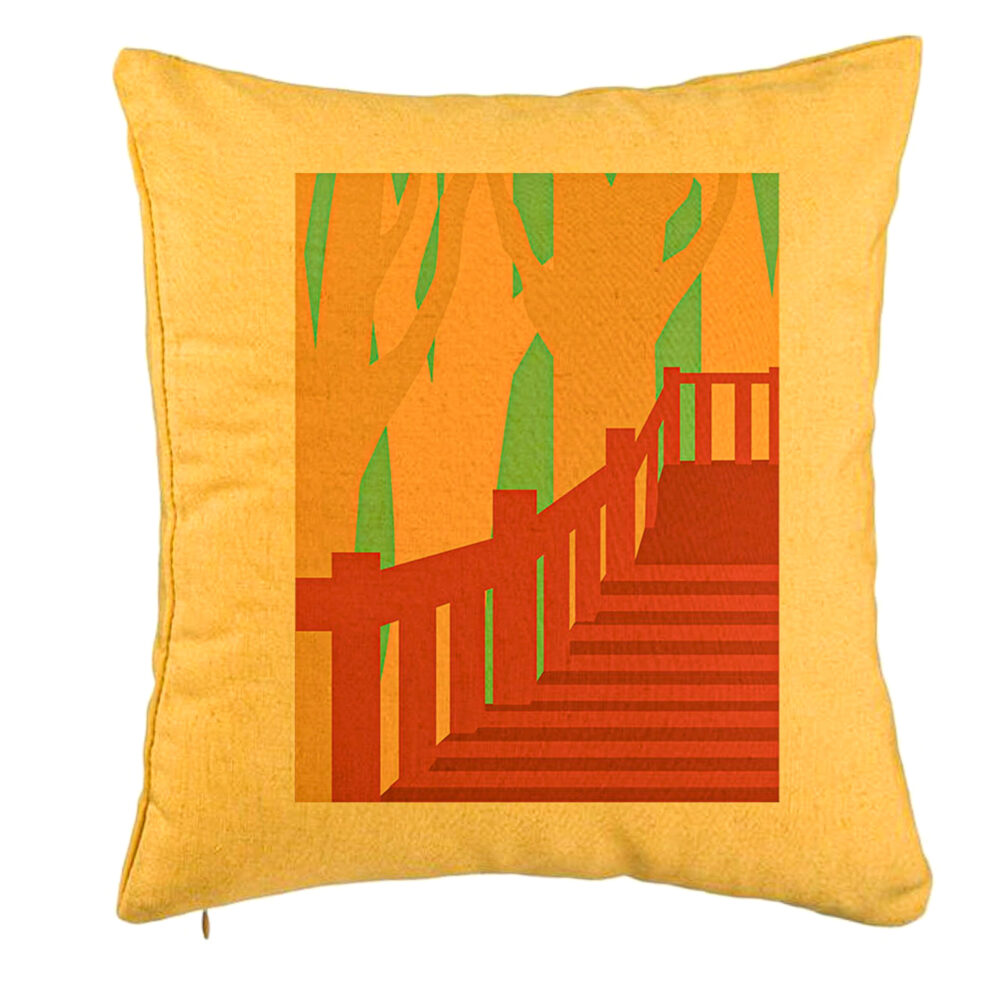 Perna Decorativa, Model Bridge Art, 40x40 cm, Galben, Husa Detasabila, Burduf 5 Perna Decorativa