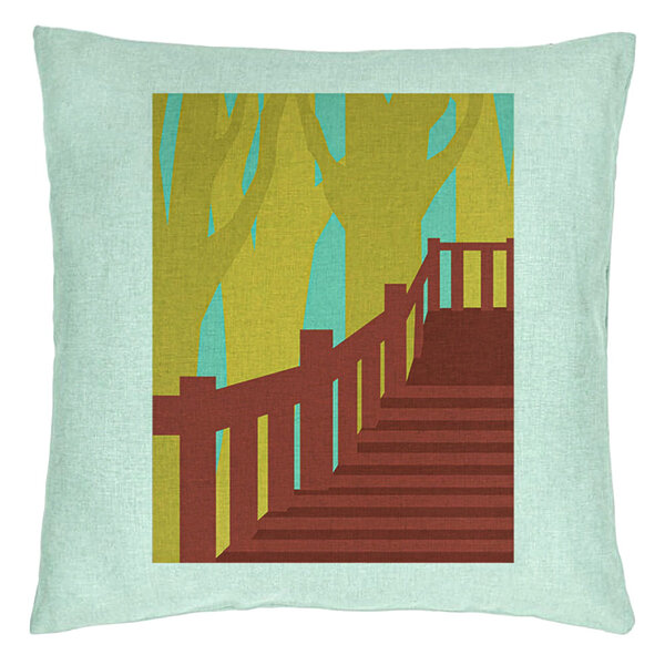 Perna Decorativa, Model Bridge Art, 40x40 cm, Verde Menta, Husa Detasabila, Burduf 15 Perna Decorativa
