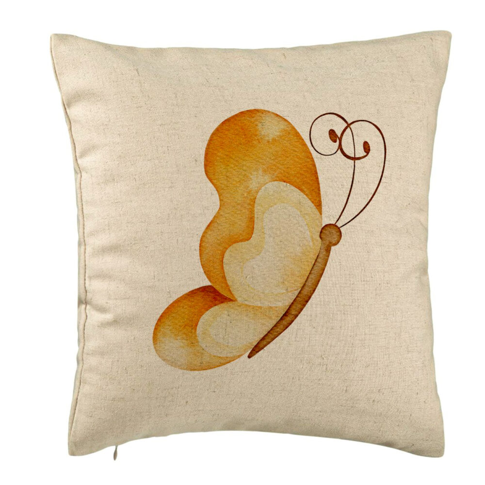 Perna Decorativa, Model Brown Butterfly, 40x40 cm, Bej, Husa Detasabila, Burduf 5 Perna Decorativa