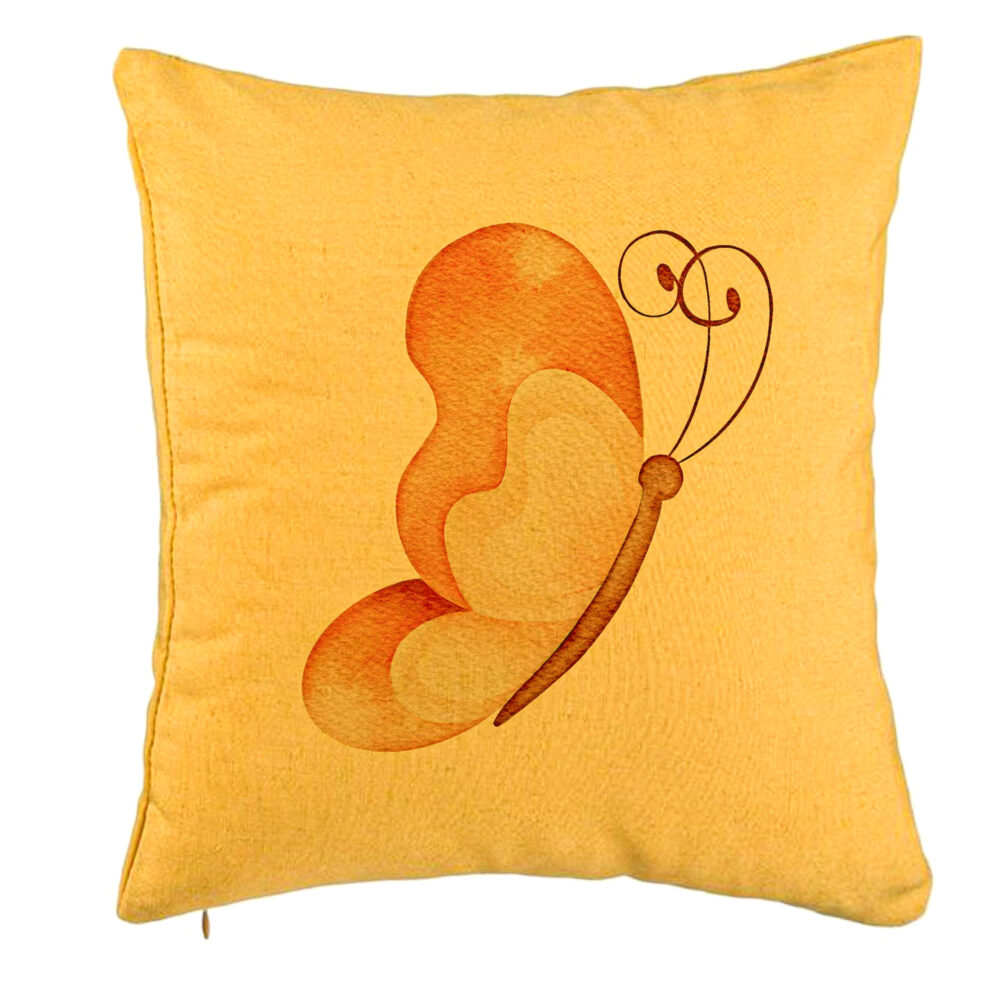Perna Decorativa, Model Brown Butterfly, 40x40 cm, Galben, Husa Detasabila, Burduf 5 Perna Decorativa