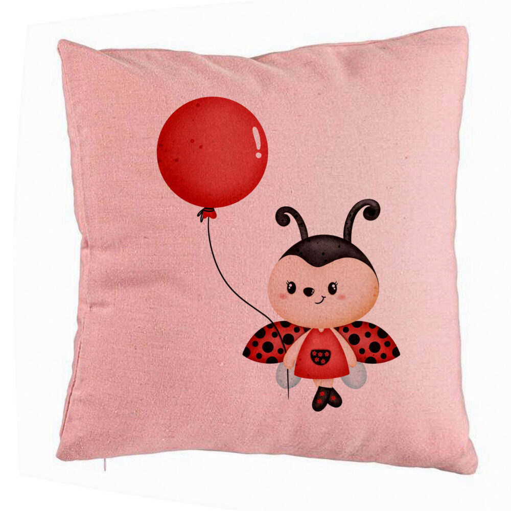 Perna Decorativa, Model Buburuza cu Balon, 40x40 cm, Roz, Husa Detasabila, Burduf 5 Perna Decorativa