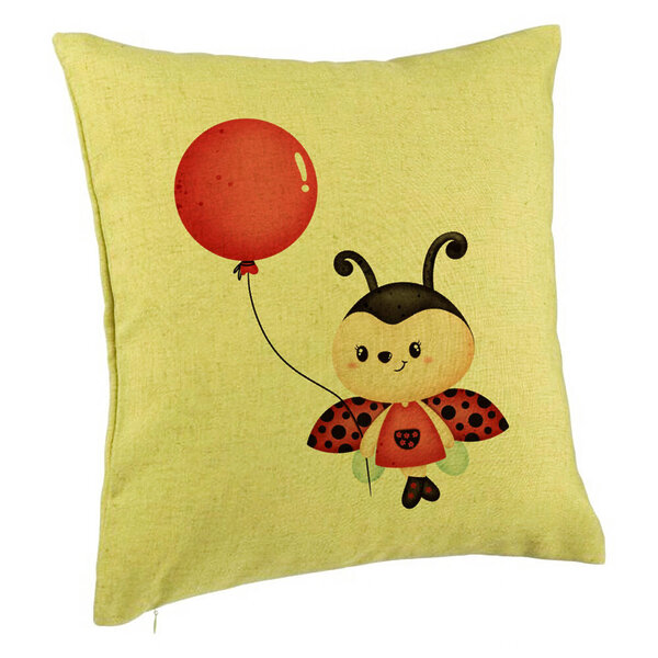 Perna Decorativa, Model Buburuza cu Balon, 40x40 cm, Verde, Husa Detasabila, Burduf 5 Perna Decorativa