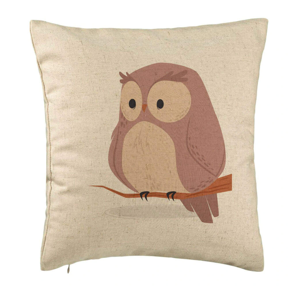 Perna Decorativa, Model Bufnita, 40x40 cm, Bej, Husa Detasabila, Burduf 5 Perna Decorativa