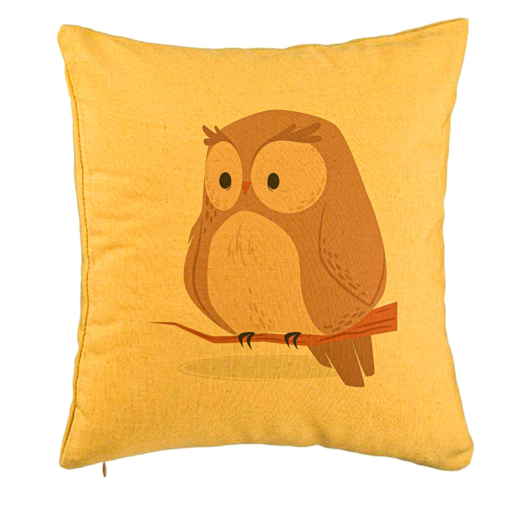 Perna Decorativa, Model Bufnita, 40x40 cm, Galben, Husa Detasabila, Burduf 5 Perna Decorativa