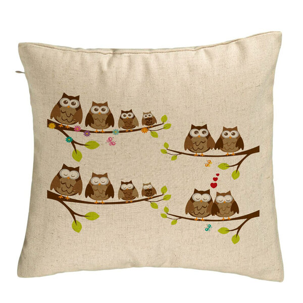 Perna Decorativa, Model Bufnite, 40x40 cm, Bej, Husa Detasabila, Burduf 5 Perna Decorativa