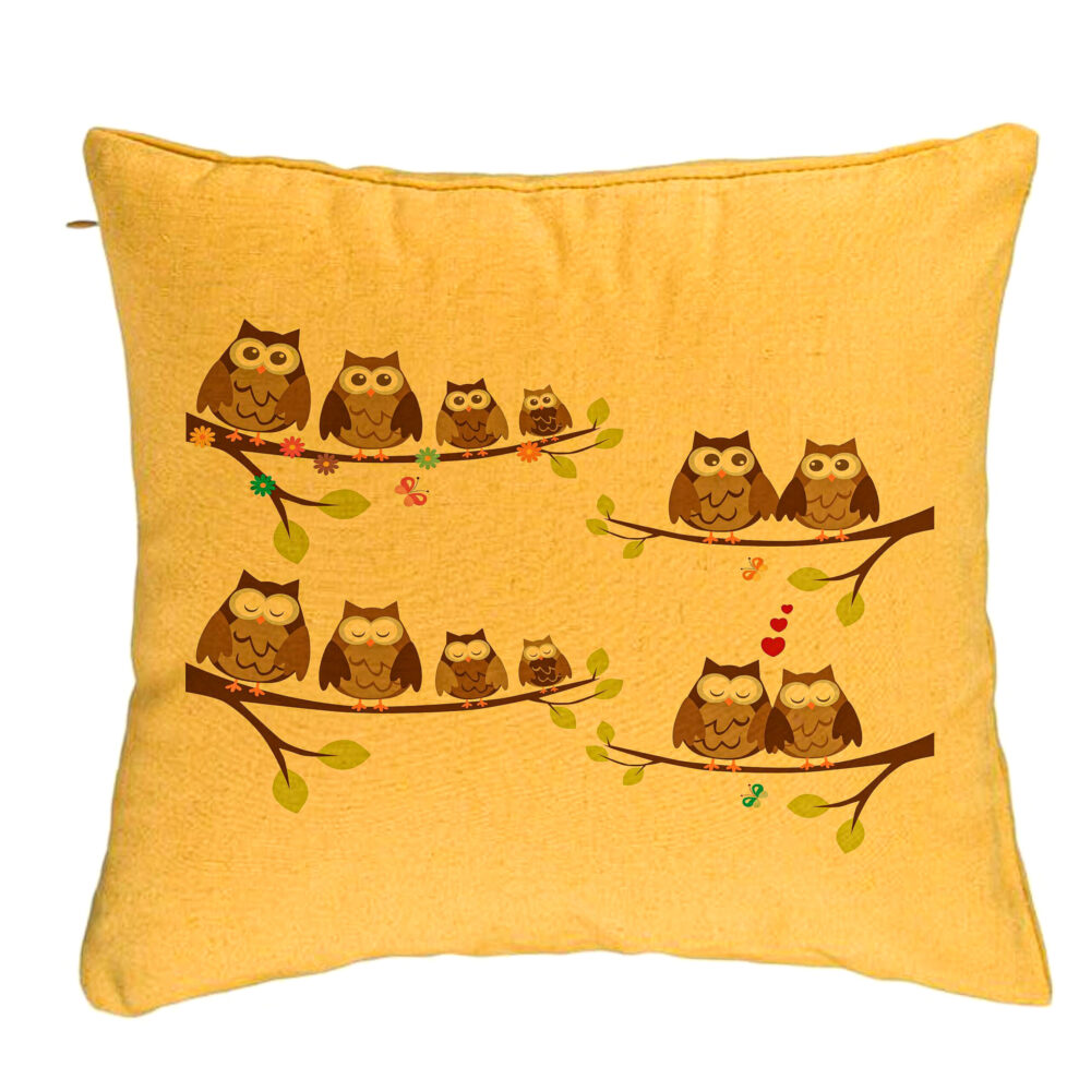 Perna Decorativa, Model Bufnite, 40x40 cm, Galben, Husa Detasabila, Burduf 5 Perna Decorativa