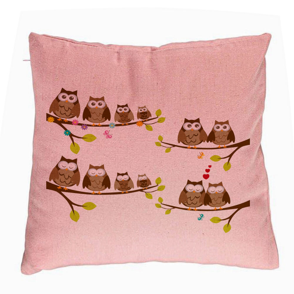 Perna Decorativa, Model Bufnite, 40x40 cm, Roz, Husa Detasabila, Burduf 5 Perna Decorativa