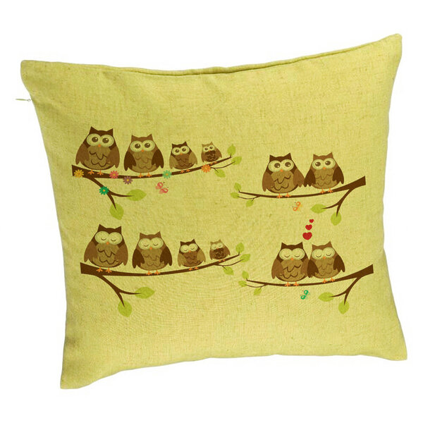Perna Decorativa, Model Bufnite, 40x40 cm, Verde, Husa Detasabila, Burduf 5 Perna Decorativa