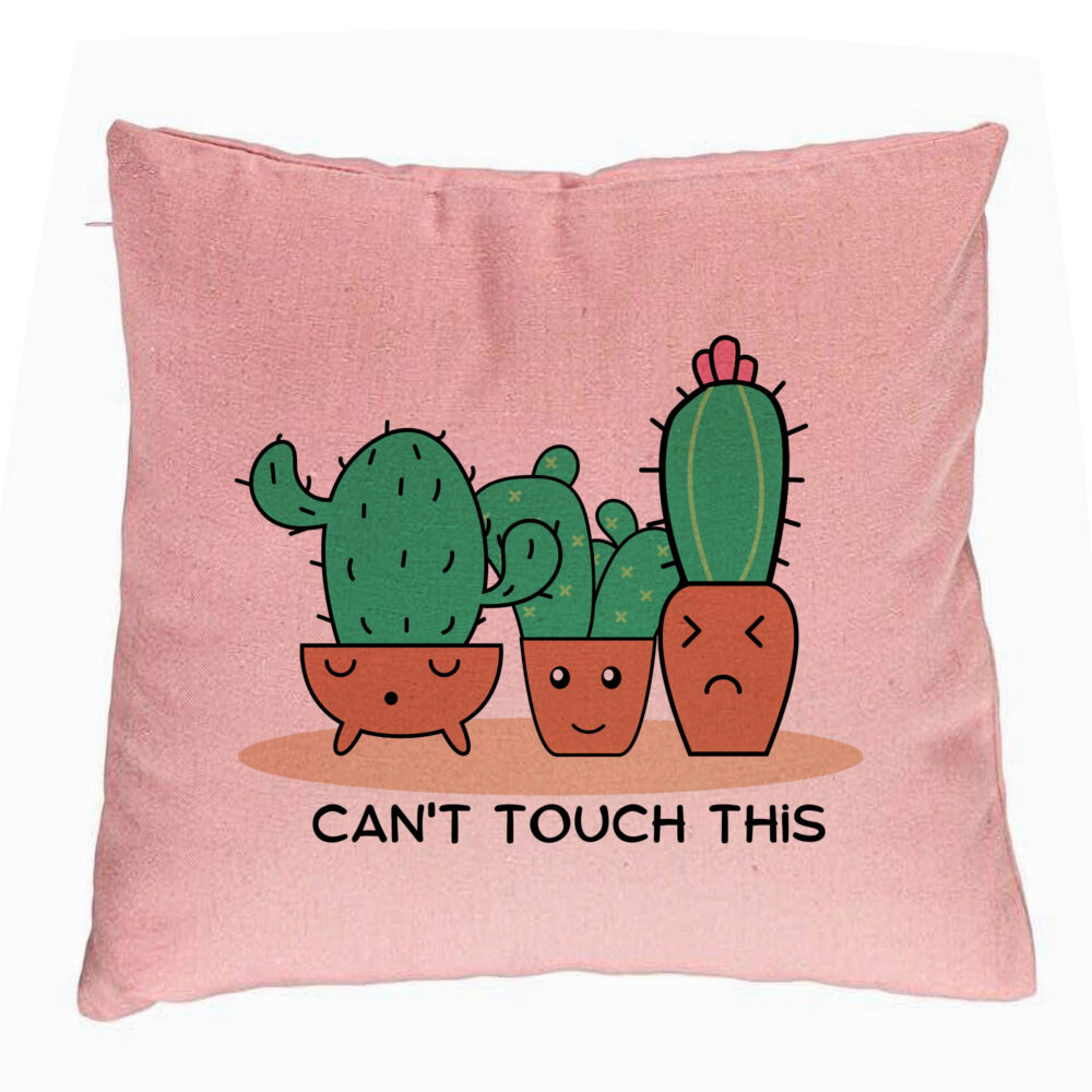 Perna Decorativa, Model Cactus Can't Touch This, 40x40 cm, Roz, Husa Detasabila, Burduf 5 Perna Decorativa