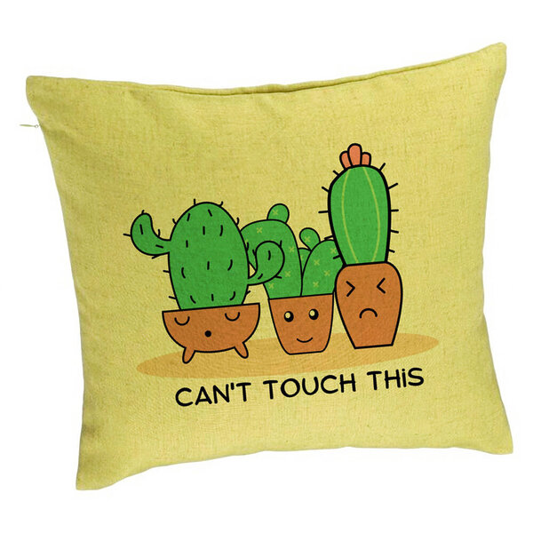 Perna Decorativa, Model Cactus Can't Touch This, 40x40 cm, Verde, Husa Detasabila, Burduf 5 Perna Decorativa