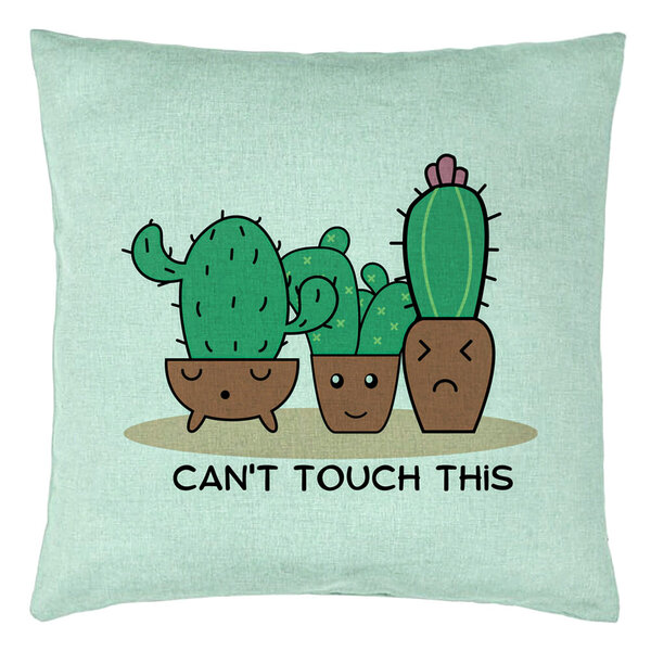 Perna Decorativa, Model Cactus Can't Touch This, 40x40 cm, Verde Menta, Husa Detasabila, Burduf 15 Perna Decorativa