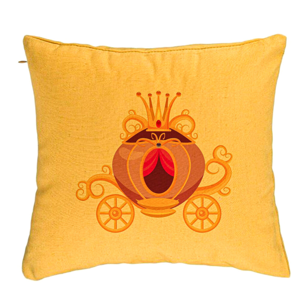Perna Decorativa, Model Caleasca Regala, 40x40 cm, Galben, Husa Detasabila, Burduf 5 Perna Decorativa