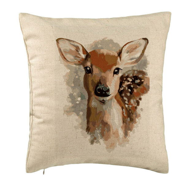 Perna Decorativa, Model Caprioara, 40x40 cm, Bej, Husa Detasabila, Burduf 5 Perna Decorativa