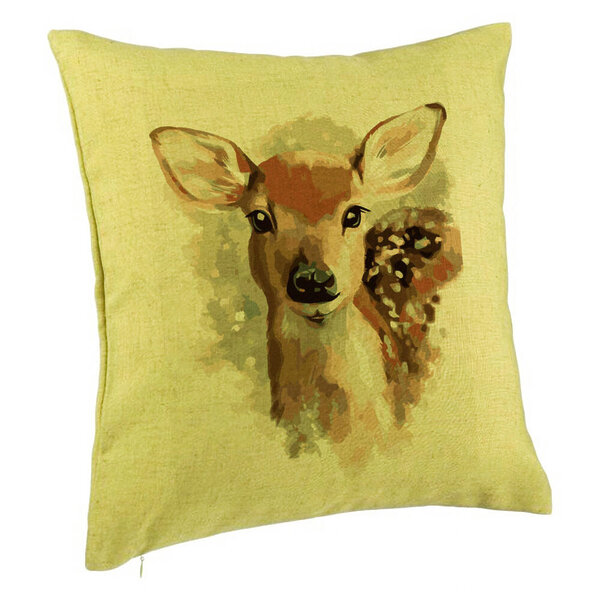 Perna Decorativa, Model Caprioara, 40x40 cm, Verde, Husa Detasabila, Burduf 5 Perna Decorativa