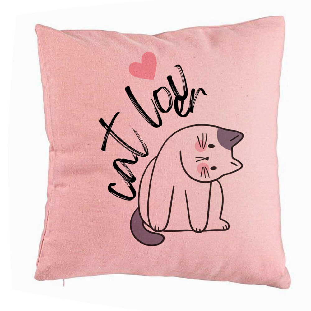 Perna Decorativa, Model Cat Lover, 40x40 cm, Roz, Husa Detasabila, Burduf 5 Perna Decorativa