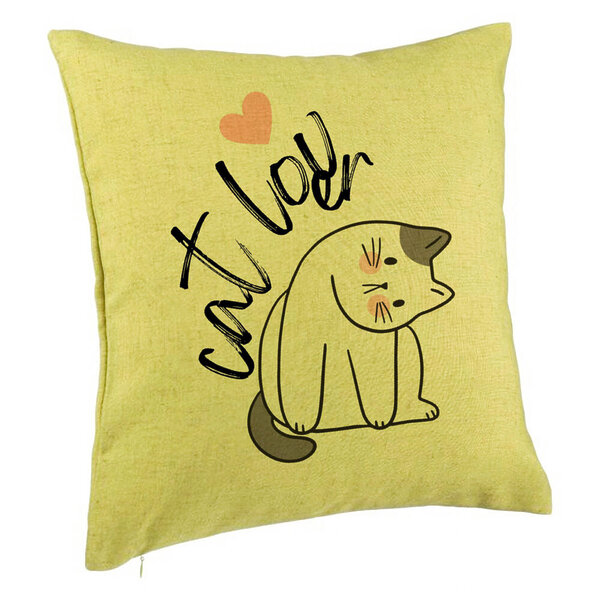 Perna Decorativa, Model Cat Lover, 40x40 cm, Verde, Husa Detasabila, Burduf 5 Perna Decorativa