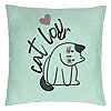 Perna Decorativa, Model Cat Lover, 40x40 cm, Verde Menta, Husa Detasabila, Burduf 22 Perna Decorativa