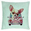 Perna Decorativa, Model Chihuahua Love, 40x40 cm, Verde Menta, Husa Detasabila, Burduf 22 Perna Decorativa