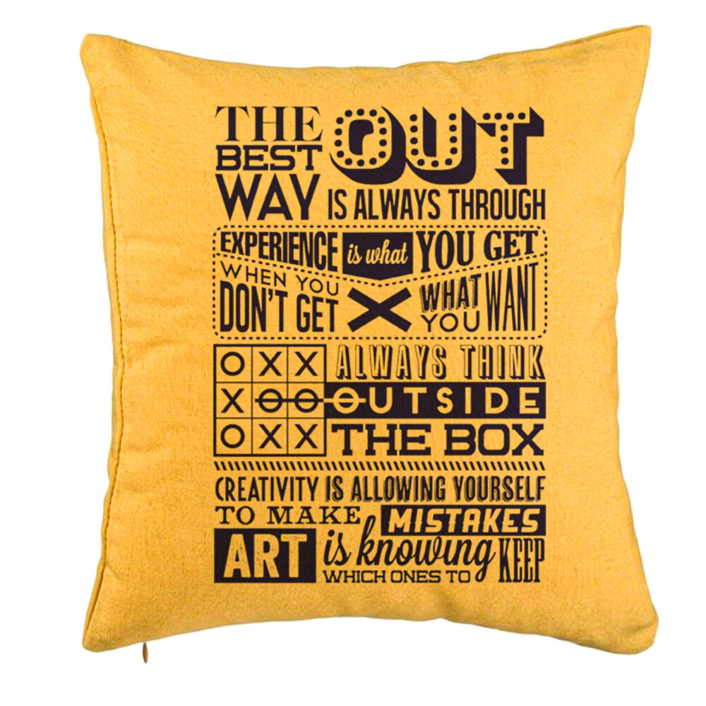 Perna Decorativa, Model Classic Quotes, 40x40 cm, Galben, Husa Detasabila, Burduf 5 Perna Decorativa