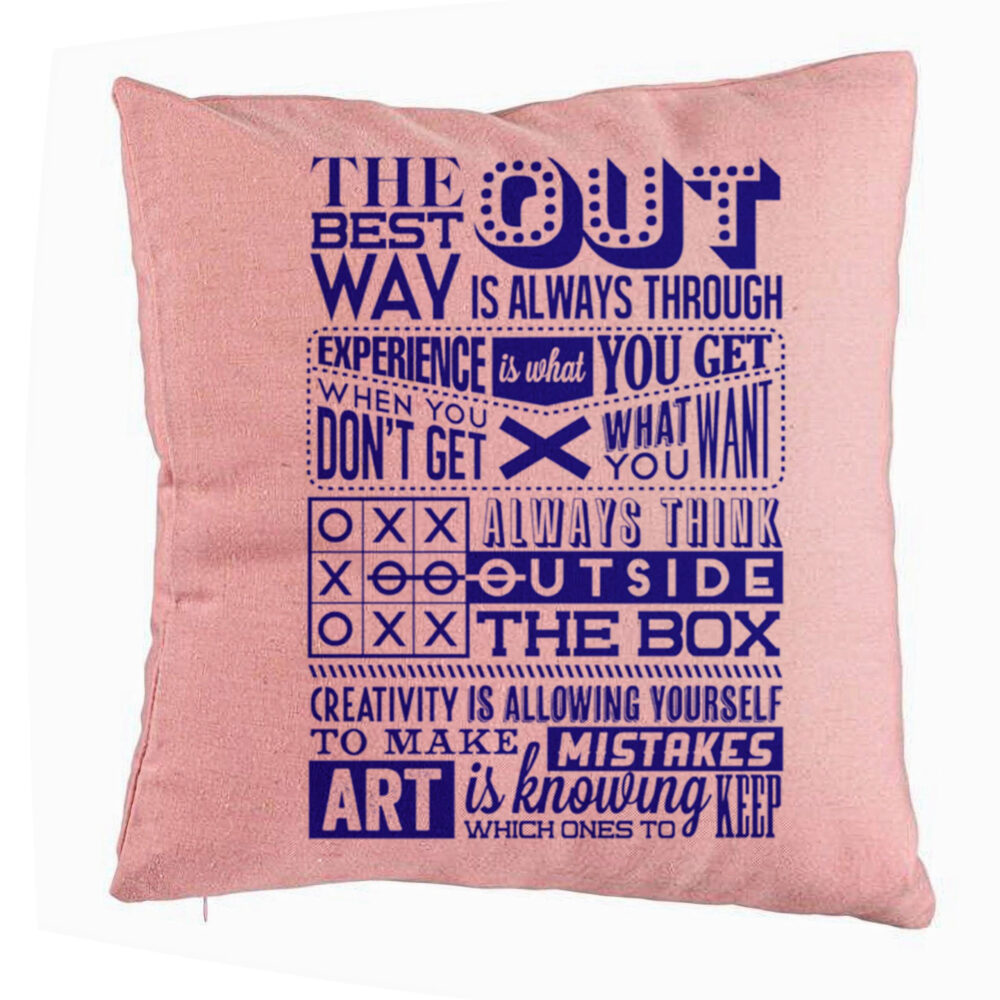 Perna Decorativa, Model Classic Quotes, 40x40 cm, Roz, Husa Detasabila, Burduf 5 Perna Decorativa