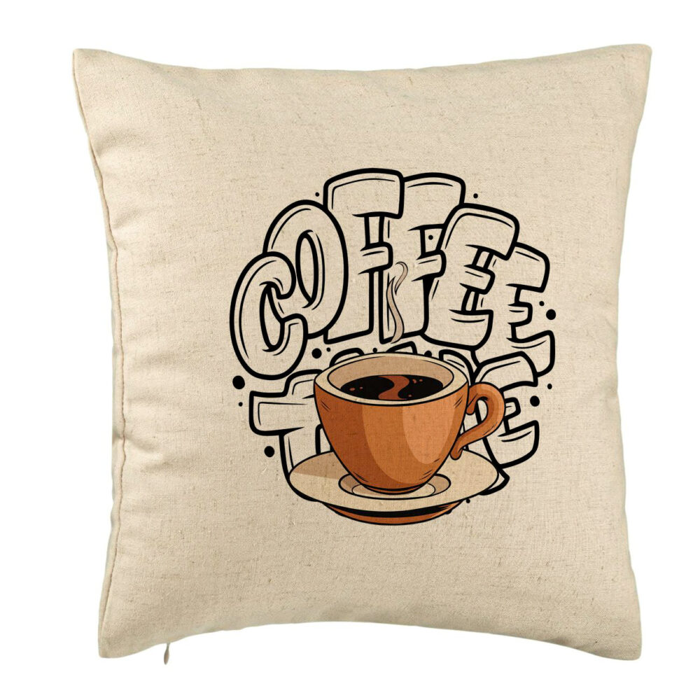 Perna Decorativa, Model Coffe Lover, 40x40 cm, Bej, Husa Detasabila, Burduf 5 Perna Decorativa