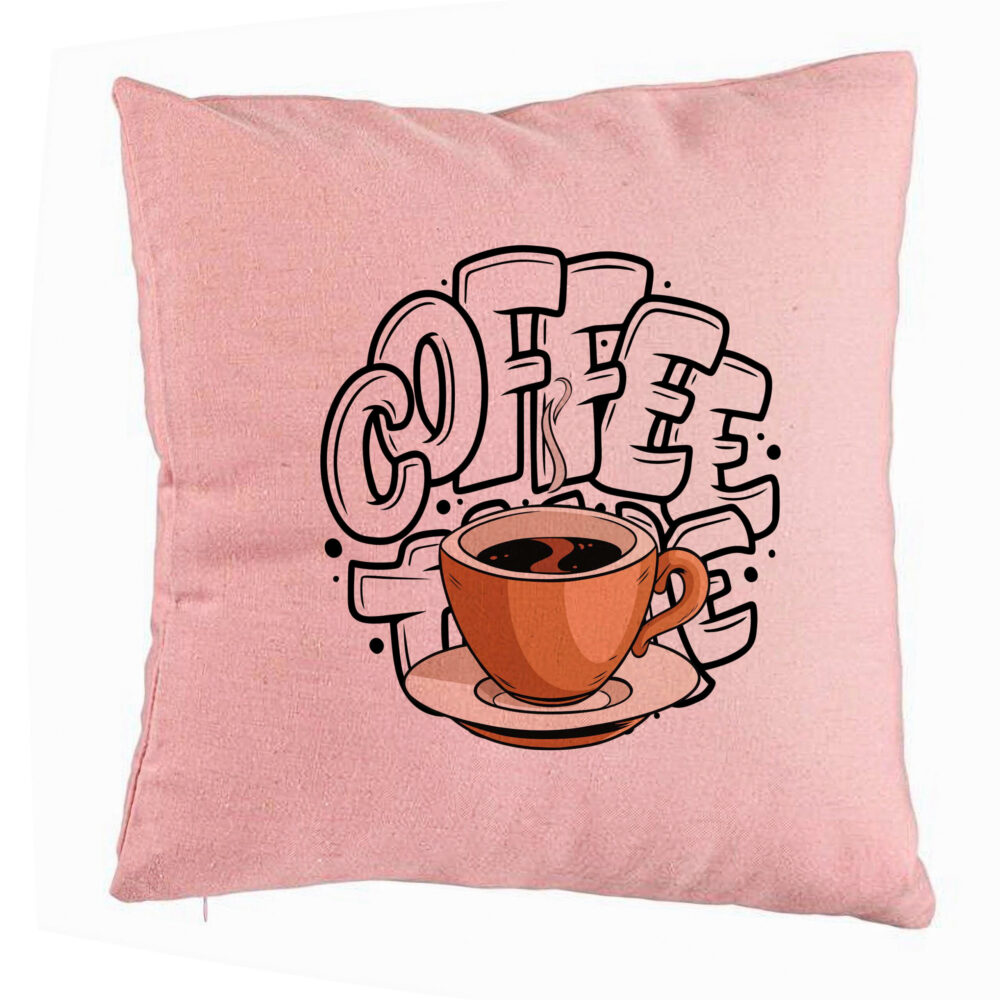 Perna Decorativa, Model Coffe Lover, 40x40 cm, Roz, Husa Detasabila, Burduf 5 Perna Decorativa