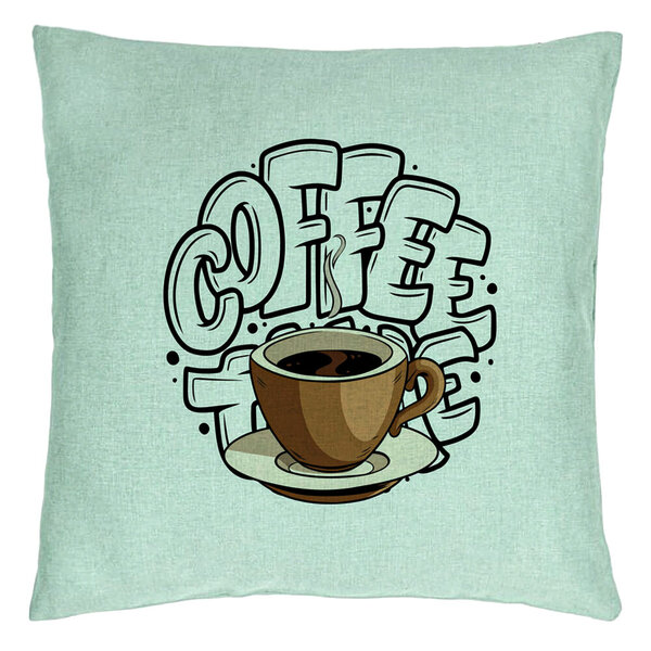 Perna Decorativa, Model Coffe Lover, 40x40 cm, Verde Menta, Husa Detasabila, Burduf 15 Perna Decorativa