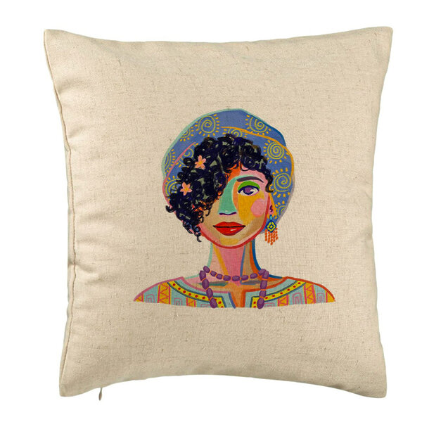 Perna Decorativa, Model Colorful Fashion, 40x40 cm, Bej, Husa Detasabila, Burduf 5 Perna Decorativa