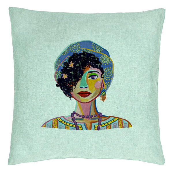 Perna Decorativa, Model Colorful Fashion, 40x40 cm, Verde Menta, Husa Detasabila, Burduf 15 Perna Decorativa
