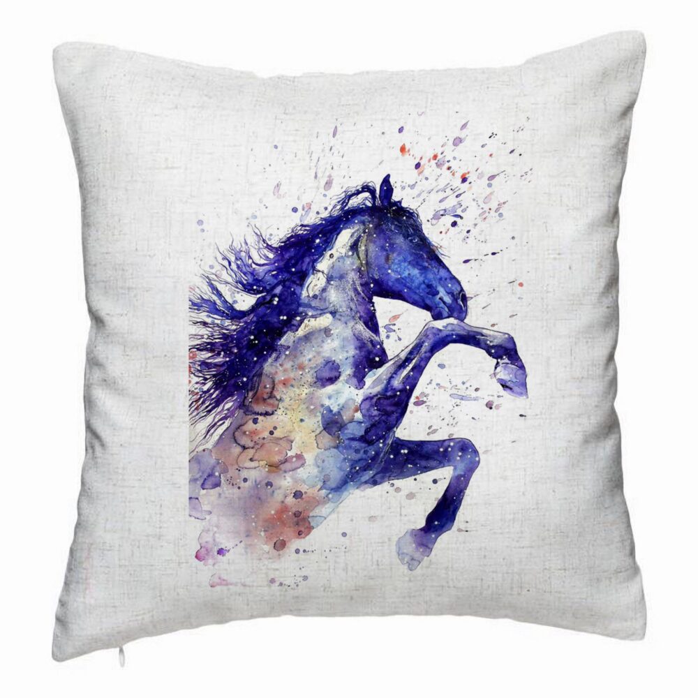 Perna Decorativa, Model Colorful Horse, 40x40 cm, Alb Murdar, Husa Detasabila, Burduf 5 Perna Decorativa