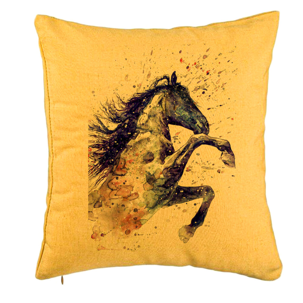 Perna Decorativa, Model Colorful Horse, 40x40 cm, Galben, Husa Detasabila, Burduf 5 Perna Decorativa