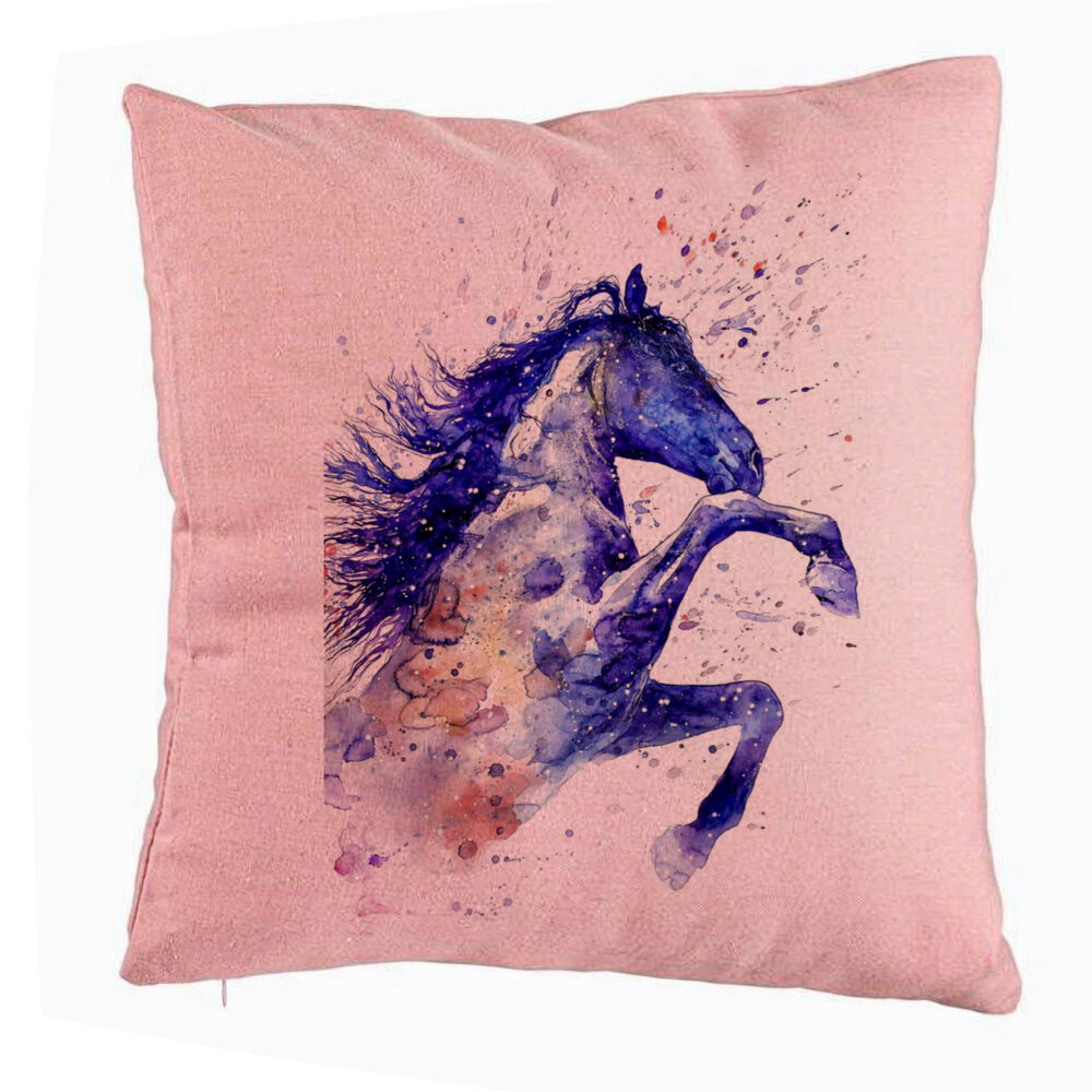 Perna Decorativa, Model Colorful Horse, 40x40 cm, Roz, Husa Detasabila, Burduf 5 Perna Decorativa