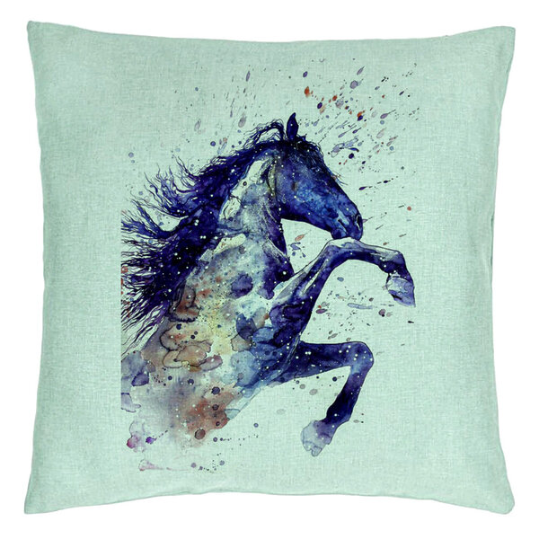 Perna Decorativa, Model Colorful Horse, 40x40 cm, Verde Menta, Husa Detasabila, Burduf 15 Perna Decorativa