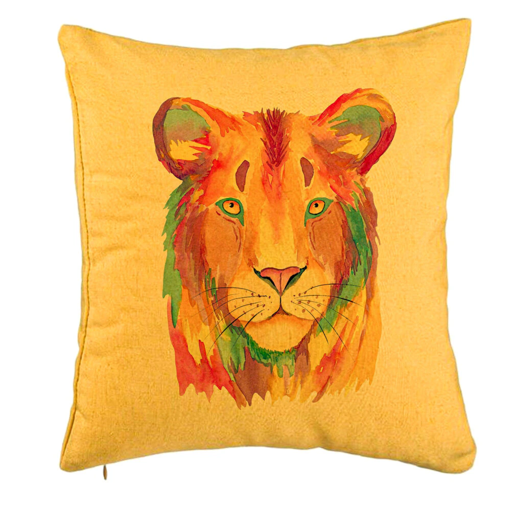 Perna Decorativa, Model Colorful Lion, 40x40 cm, Galben, Husa Detasabila, Burduf 5 Perna Decorativa