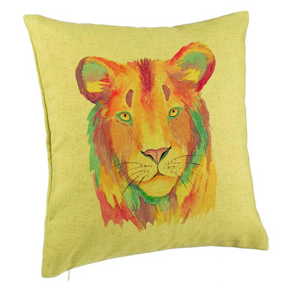 Perna Decorativa, Model Colorful Lion, 40x40 cm, Verde, Husa Detasabila, Burduf 5 Perna Decorativa