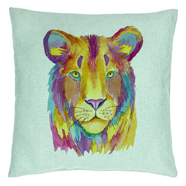 Perna Decorativa, Model Colorful Lion, 40x40 cm, Verde Menta, Husa Detasabila, Burduf 15 Perna Decorativa