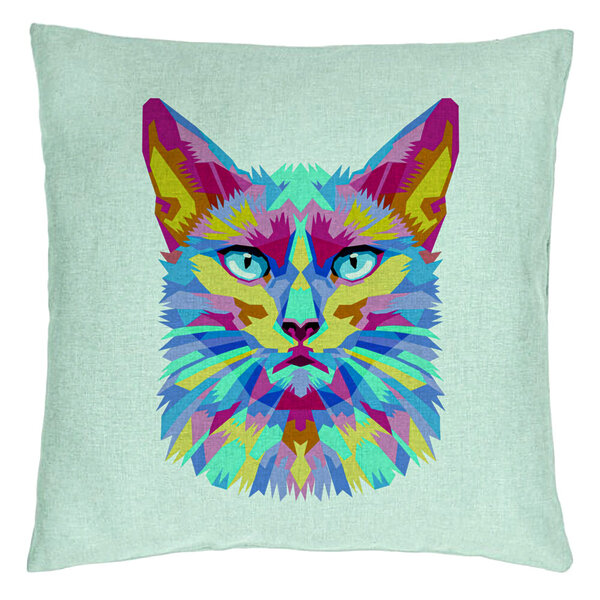 Perna Decorativa, Model Contrast Cat, 40x40 cm, Verde Menta, Husa Detasabila, Burduf 15 Perna Decorativa