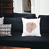 Perna Decorativa Model Corp Femeie si Flori, 40x40 cm, Alba, Mata, Husa Detasabila, Burduf 19 Mata