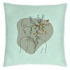 Perna Decorativa, Model Corp Femeie si Flori, 40x40 cm, Verde Menta, Husa Detasabila, Burduf 19 Perna Decorativa
