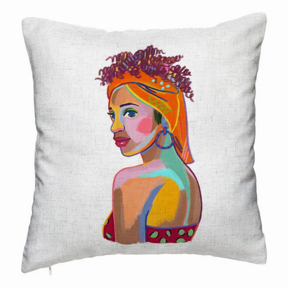 Perna Decorativa, Model Curly African, 40x40 cm, Alb Murdar, Husa Detasabila, Burduf 5 Perna Decorativa