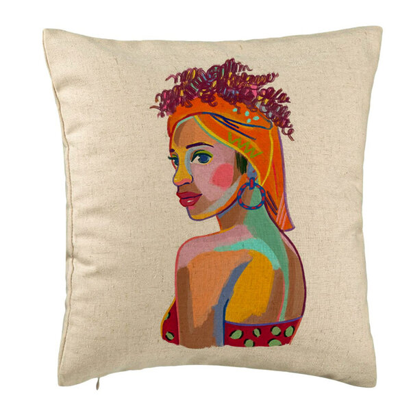 Perna Decorativa, Model Curly African, 40x40 cm, Bej, Husa Detasabila, Burduf 5 Perna Decorativa