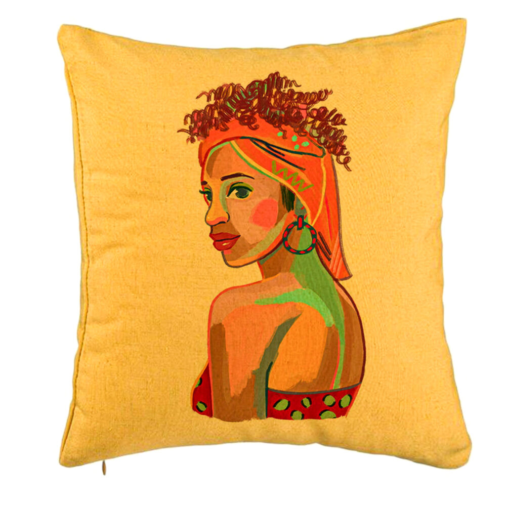 Perna Decorativa, Model Curly African, 40x40 cm, Galben, Husa Detasabila, Burduf 5 Perna Decorativa