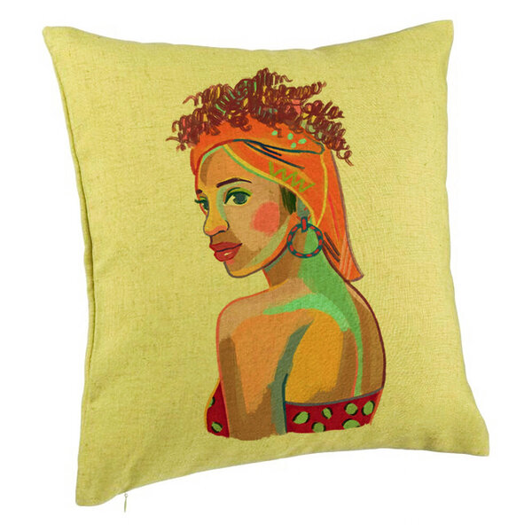 Perna Decorativa, Model Curly African, 40x40 cm, Verde, Husa Detasabila, Burduf 5 Perna Decorativa