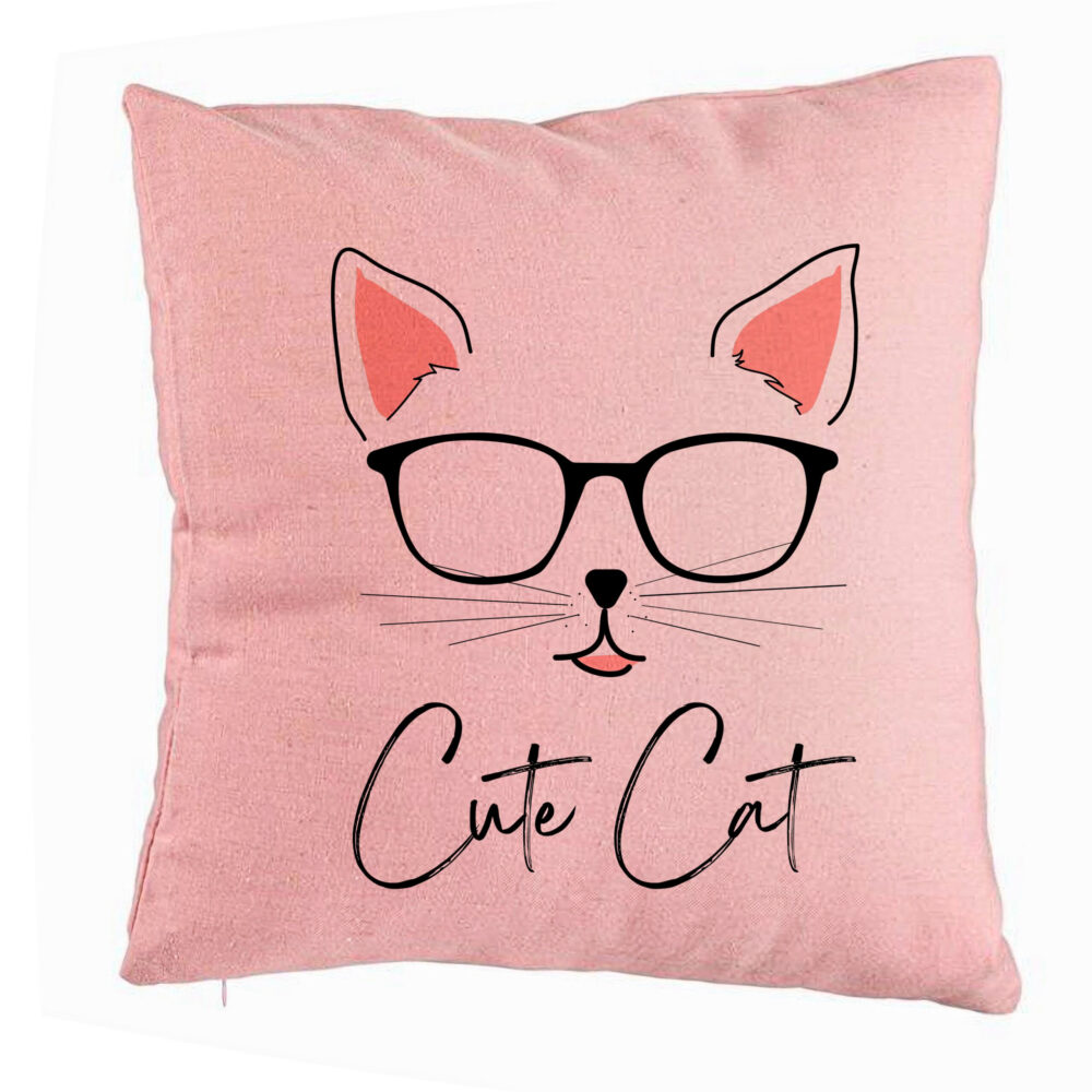 Perna Decorativa, Model Cute Cat, 40x40 cm, Roz, Husa Detasabila, Burduf 5 Perna Decorativa