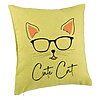 Perna Decorativa, Model Cute Cat, 40x40 cm, Verde, Husa Detasabila, Burduf 7 Perna Decorativa