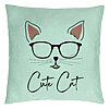 Perna Decorativa, Model Cute Cat, 40x40 cm, Verde Menta, Husa Detasabila, Burduf 22 Perna Decorativa