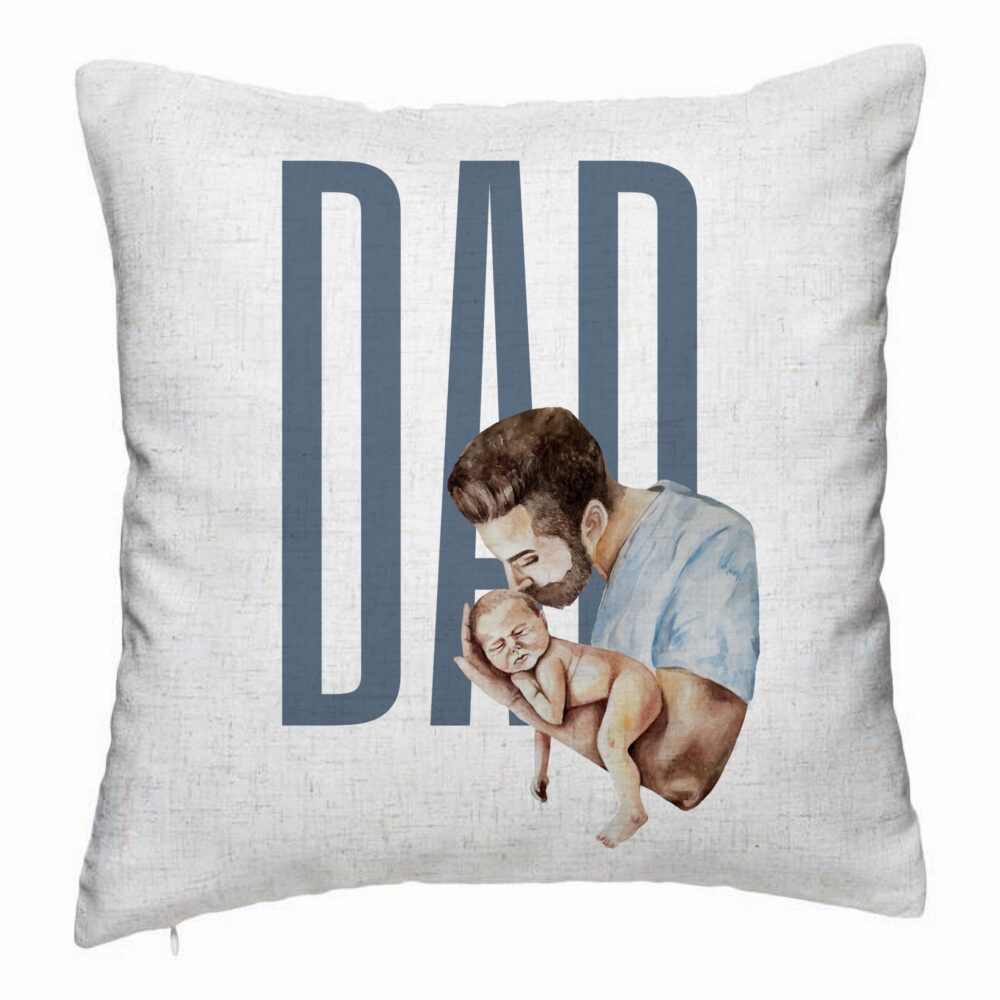 Perna Decorativa, Model Dad's Love, 40x40 cm, Alb Murdar, Husa Detasabila, Burduf 5 Perna Decorativa